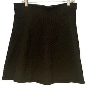 Saks Fifth Avenue Womens Skirt Size L Black Midi Cotton Blend Knit Fishnet NWT